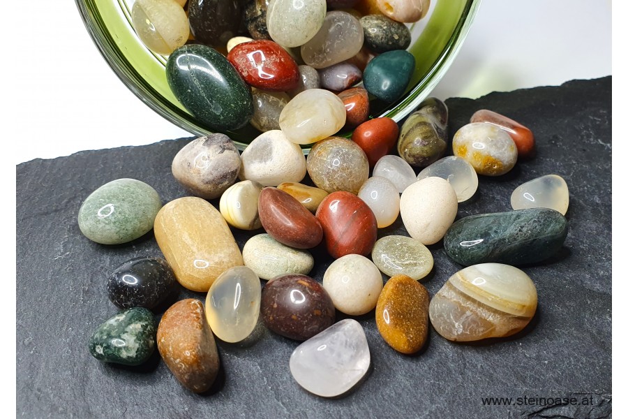 Bunte NATUR Mischung Trommelsteine 'KLEIN' 1 kg